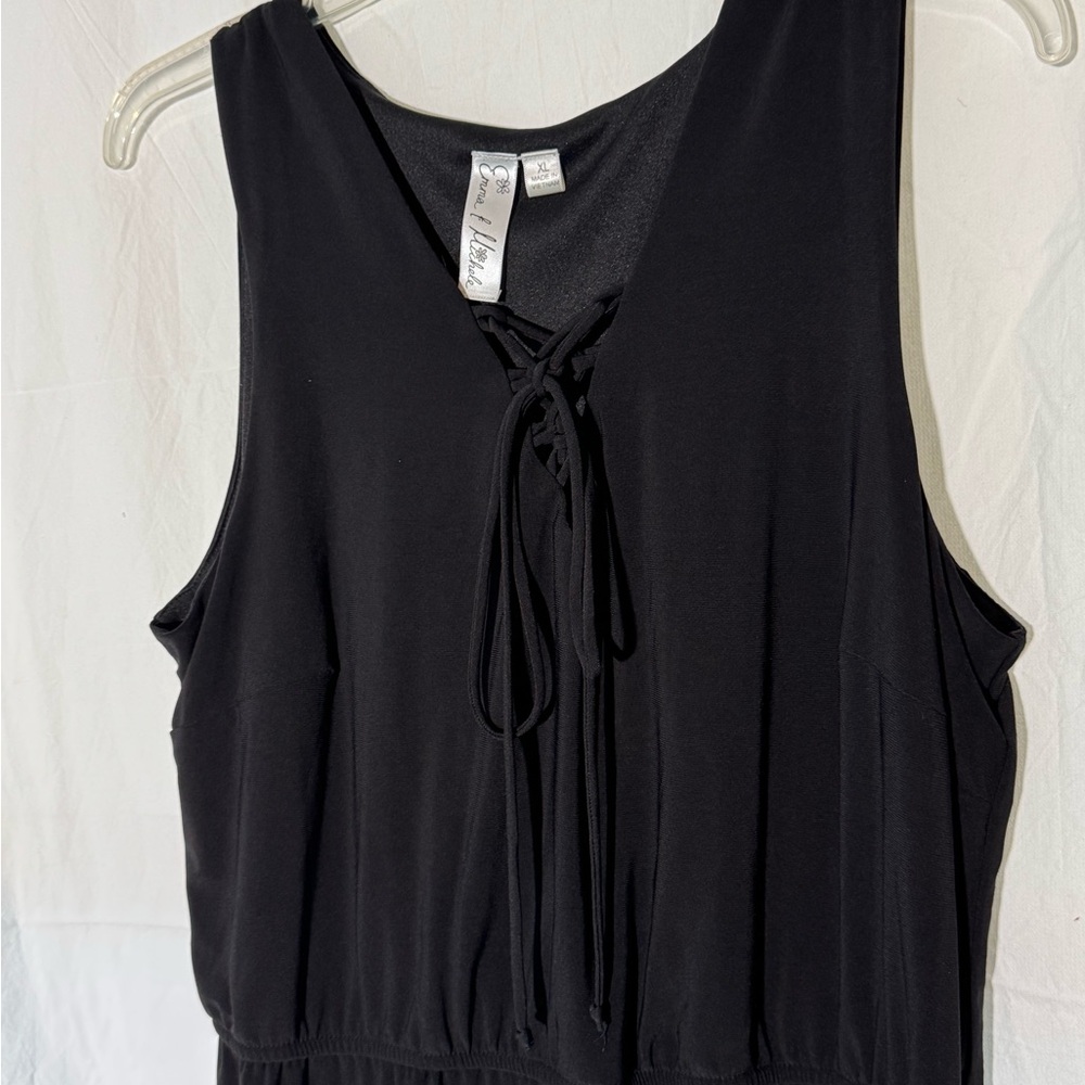 Emma & Michelle, Black Maxi Dress, V-neck, Drawstring at the bust - New